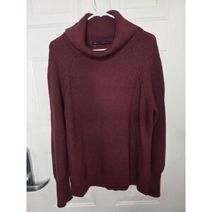 White House Black Market Burgundy Knit Cowl Neck Sweater Size L